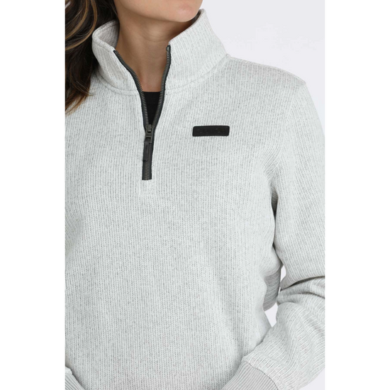 Cinch Ladies 1/4 Zip Grey Ribbed Pullover MAK9822003
