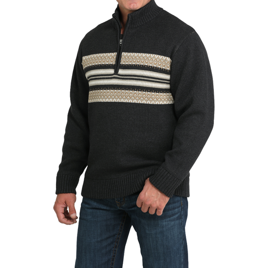 Cinch Men's Charcoal 1/4 Zip Knit Sweater MWK1560005