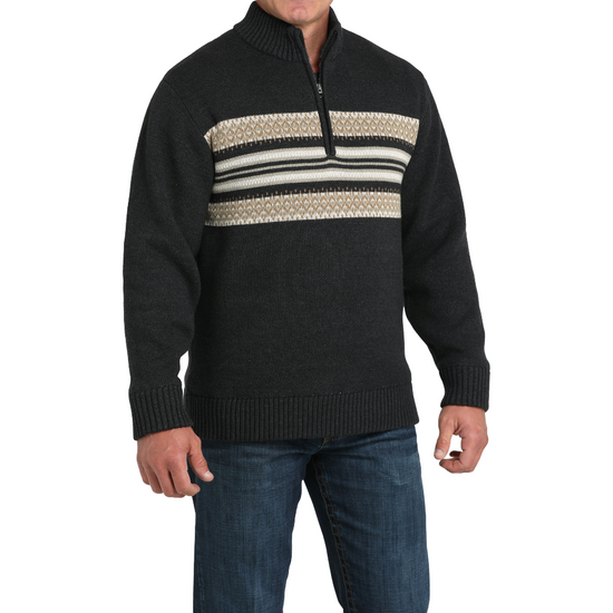 Cinch Men's Charcoal 1/4 Zip Knit Sweater MWK1560005