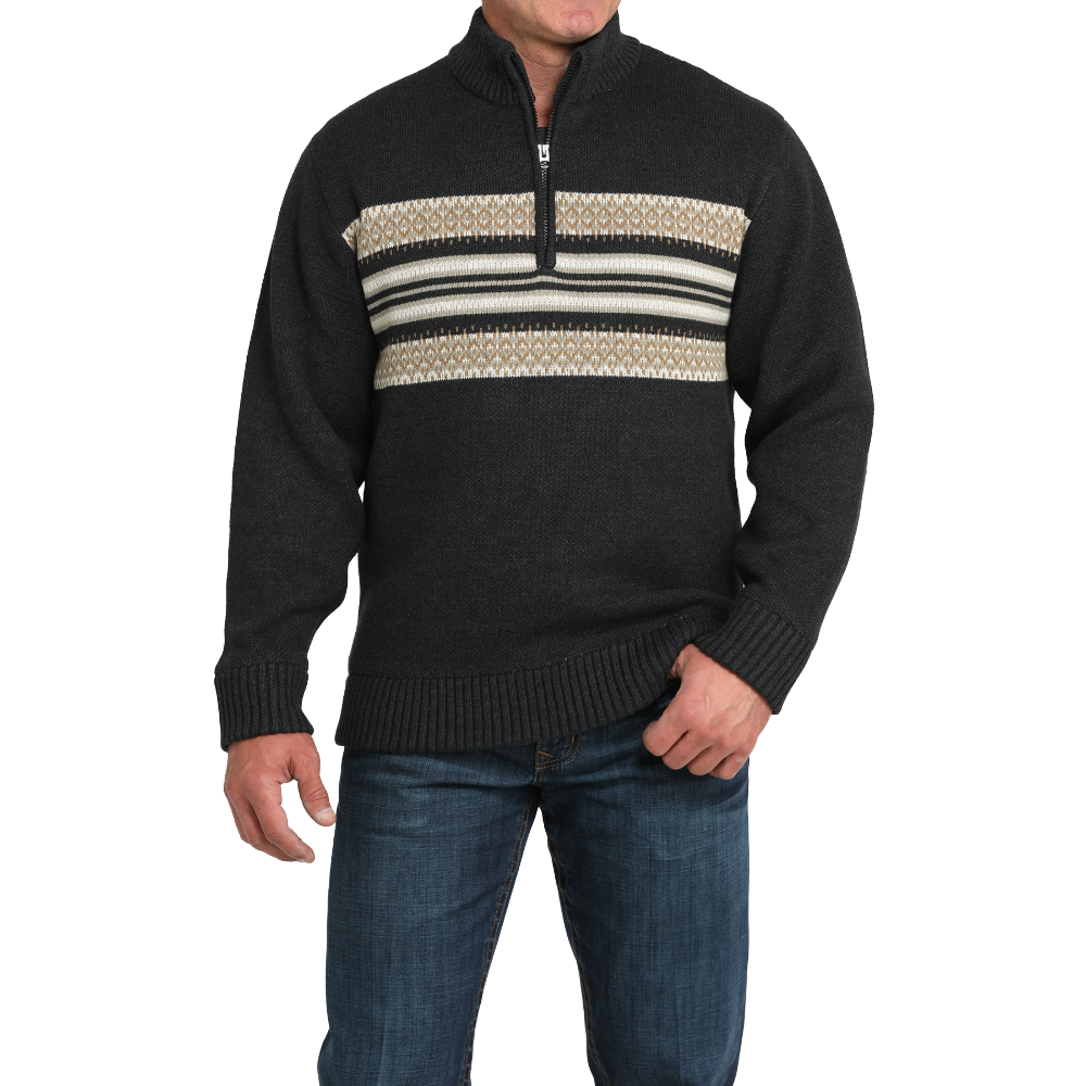 Cinch Men's Charcoal 1/4 Zip Knit Sweater MWK1560005