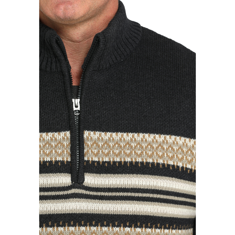 Cinch Men's Charcoal 1/4 Zip Knit Sweater MWK1560005