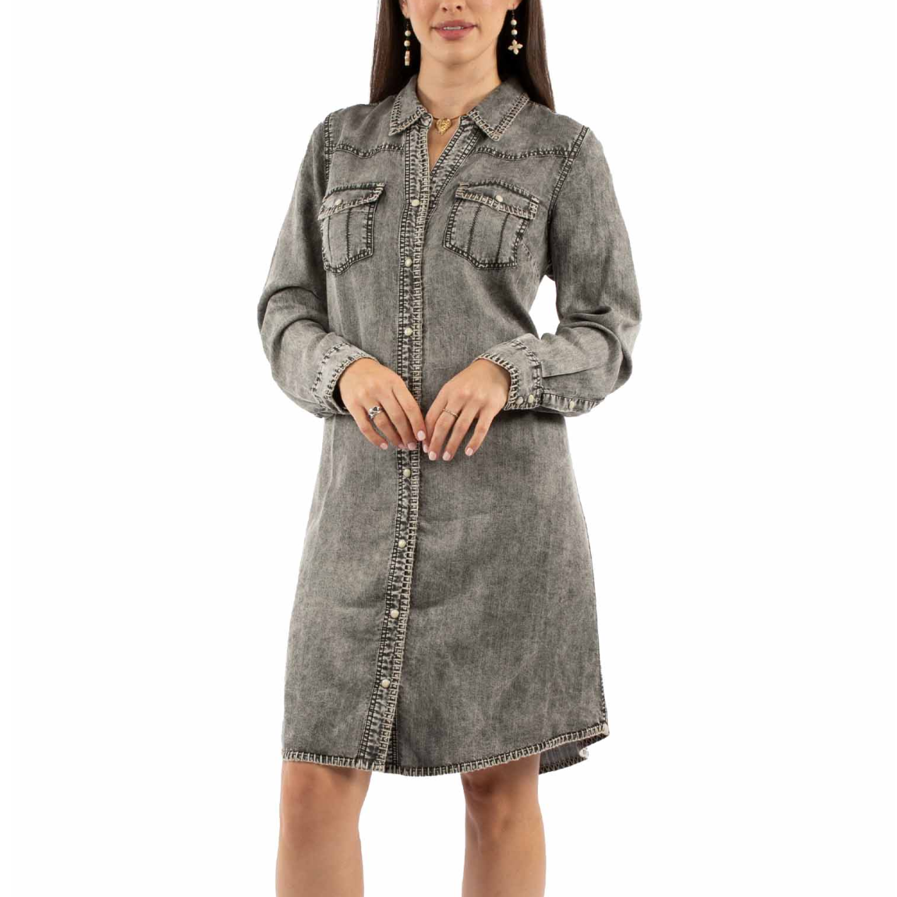 Scully Ladies Black Snap Button Down Dress HC994-BLK