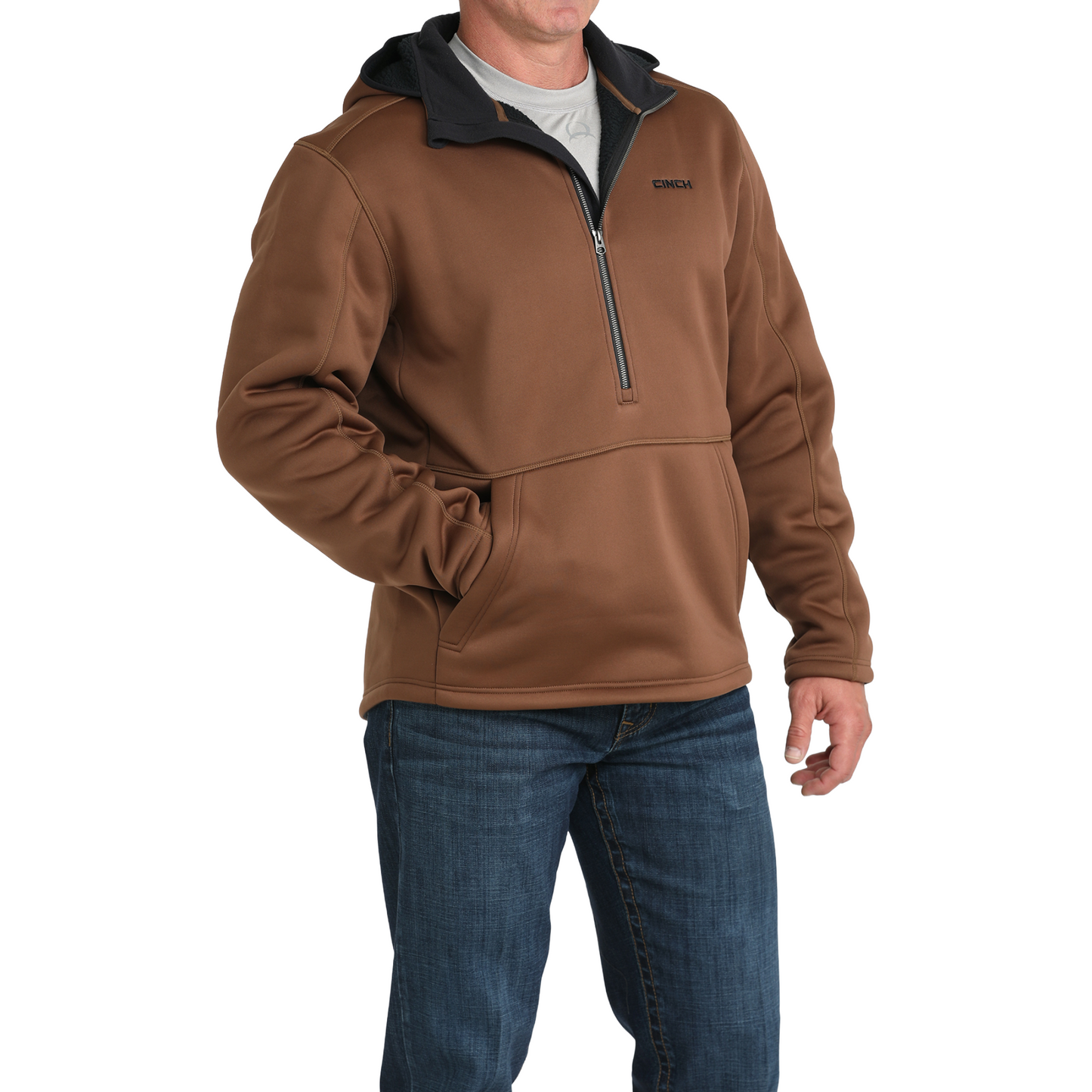 Cinch Men's Brown 1/2 Zip Sherpa Hoodie MWJ1915003