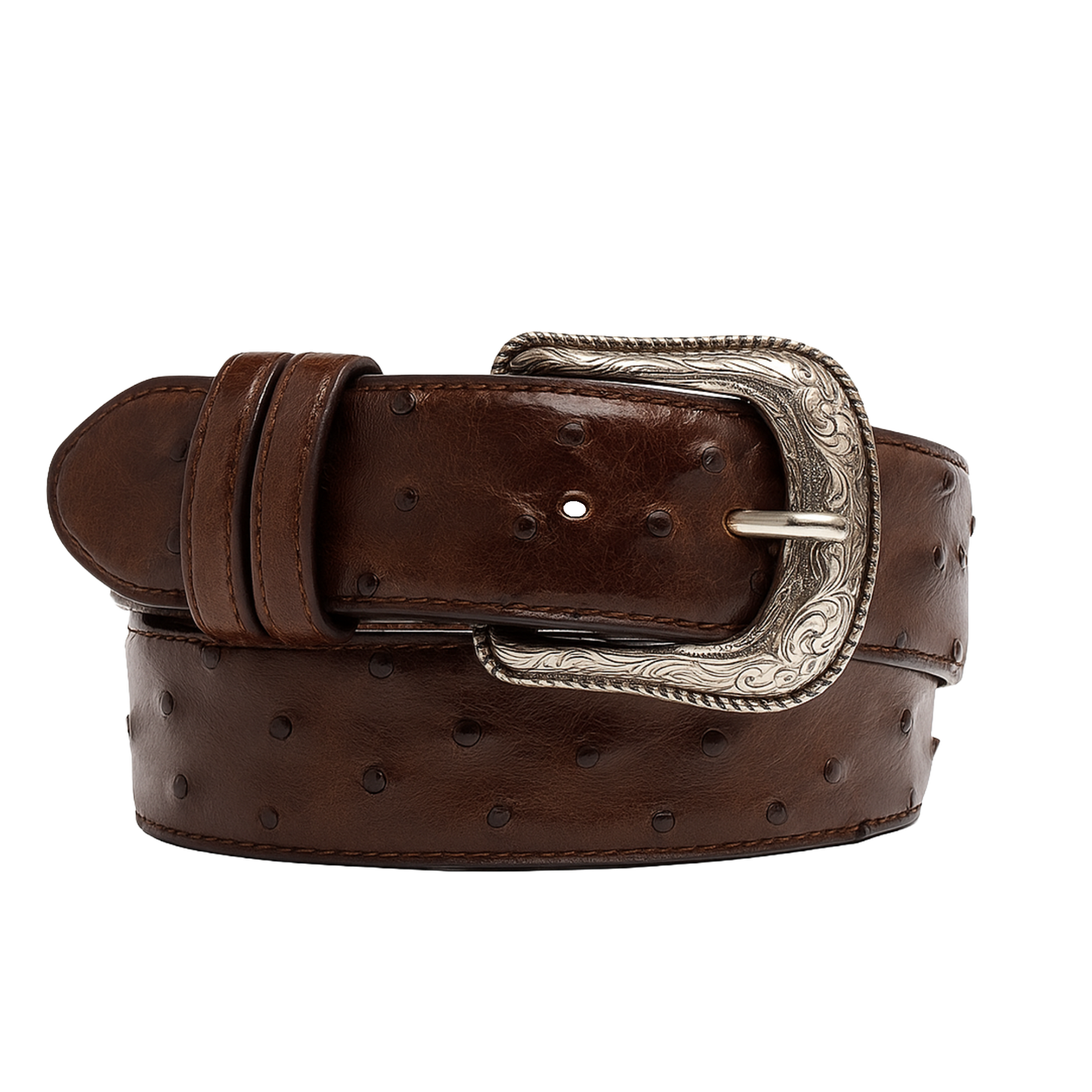 Cowtown Men's Chocolate Ostrich Print Belt H6073