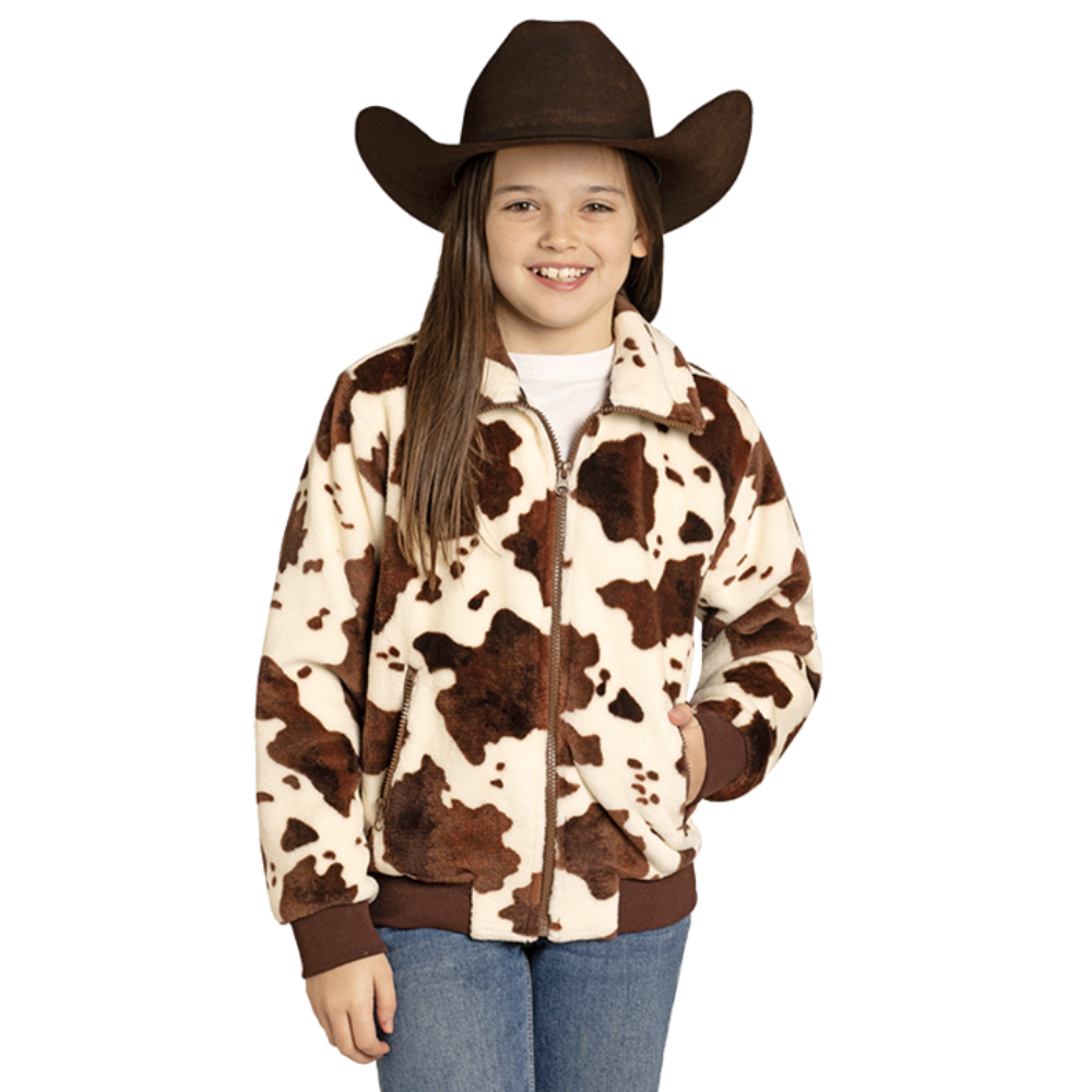 Panhandle Youth Girl's Brown Cowhide Print Jacket BG92C07757