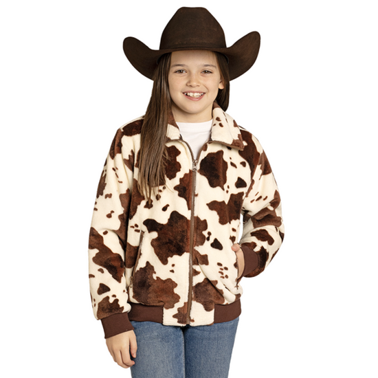 Panhandle Youth Girl's Brown Cowhide Print Jacket BG92C07757