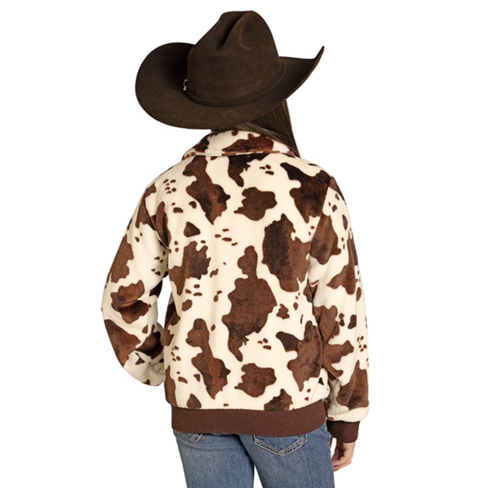 Panhandle Youth Girl's Brown Cowhide Print Jacket BG92C07757