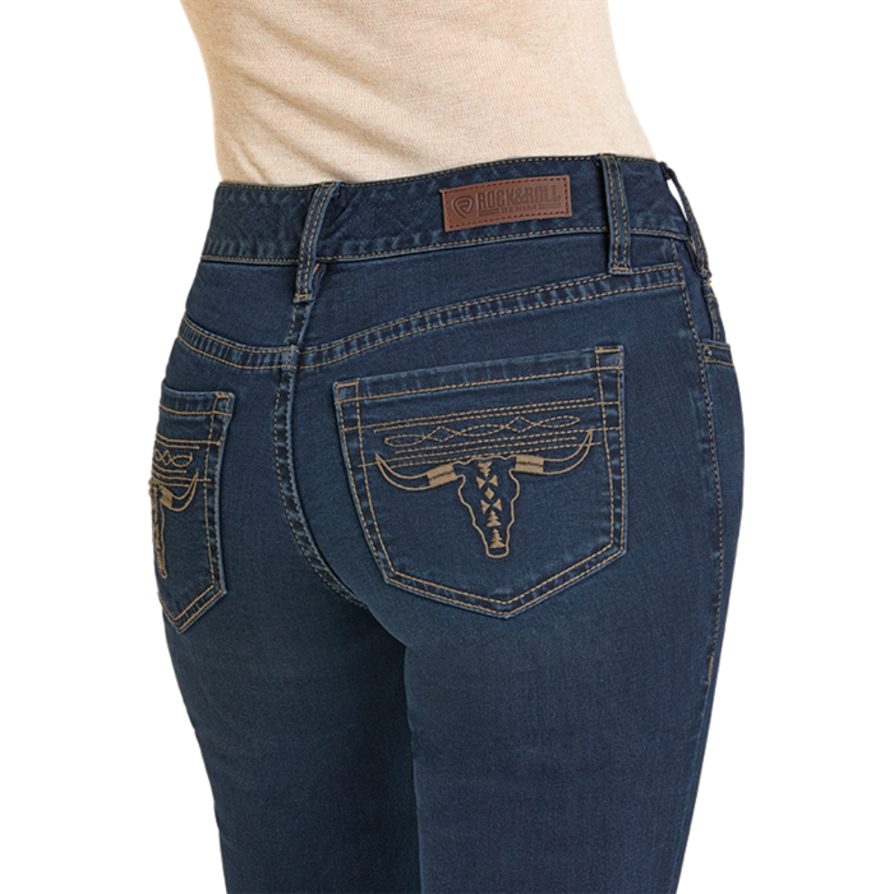 Rock & Roll Denim Ladies Steerhead Dark Vintage Bootcut Jean BW4MD07906