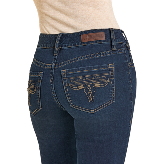 Rock & Roll Denim Ladies Steerhead Dark Vintage Bootcut Jean BW4MD07906