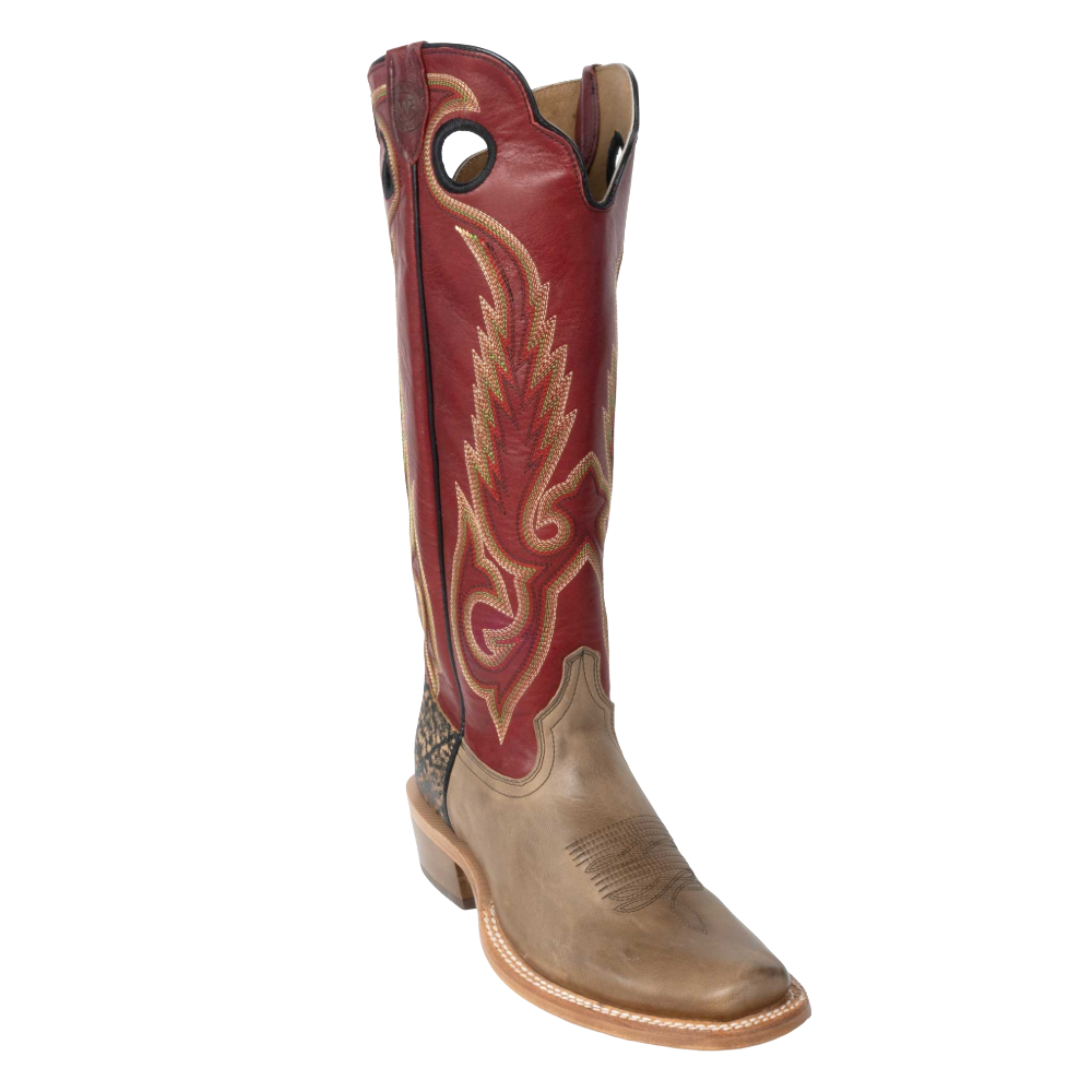 R. Watson Men's Sand & Burgundy Cowhide 16" Western Boot WR0021-1
