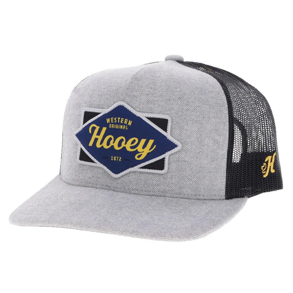 Hooey Men's "Diamond" 6-Panel Grey & Black Trucker Cap 2522T-GYBK