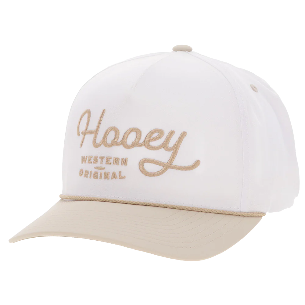 Hooey Men's "OG" 5-Panel White & Tan Snapback Cap 2560T-WHTN