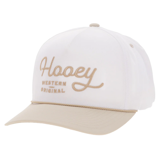 Hooey Men's "OG" 5-Panel White & Tan Snapback Cap 2560T-WHTN