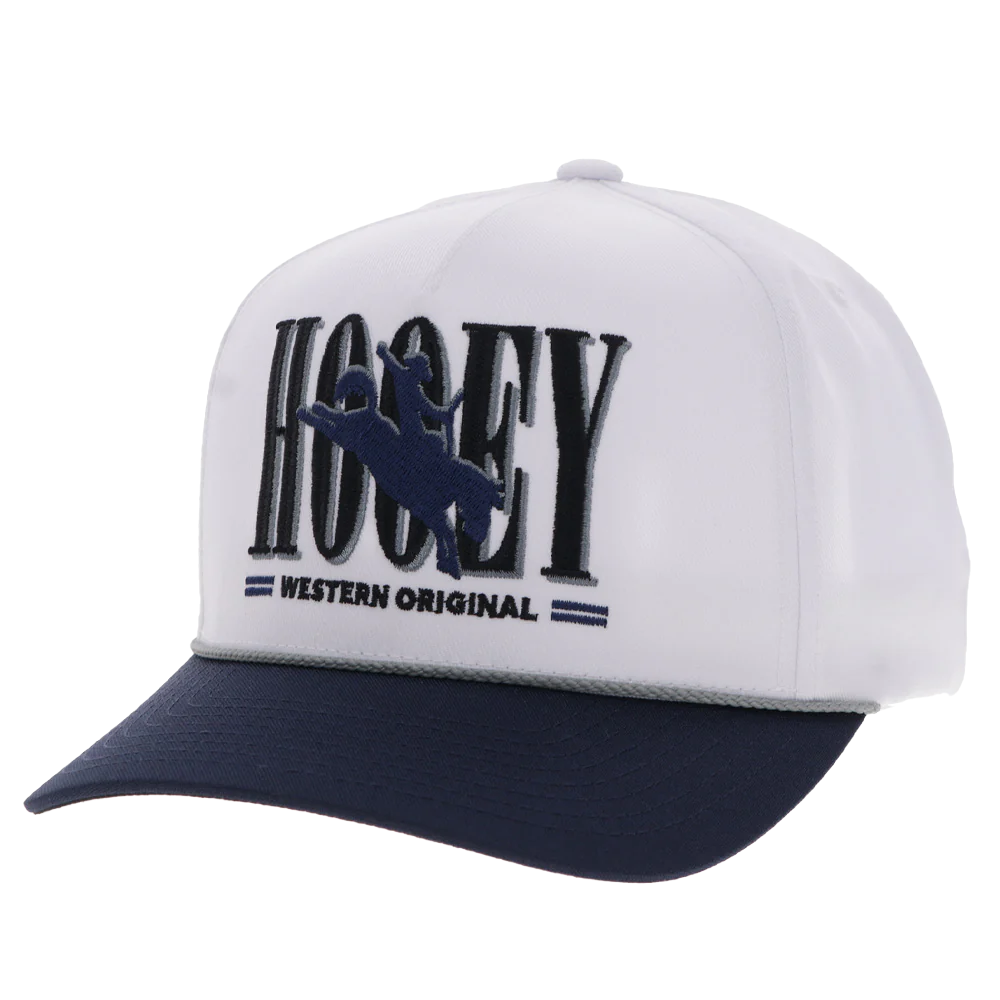 Hooey Men's "Wild Ride" 5-Panel White & Navy Cap 2569T-WHNV