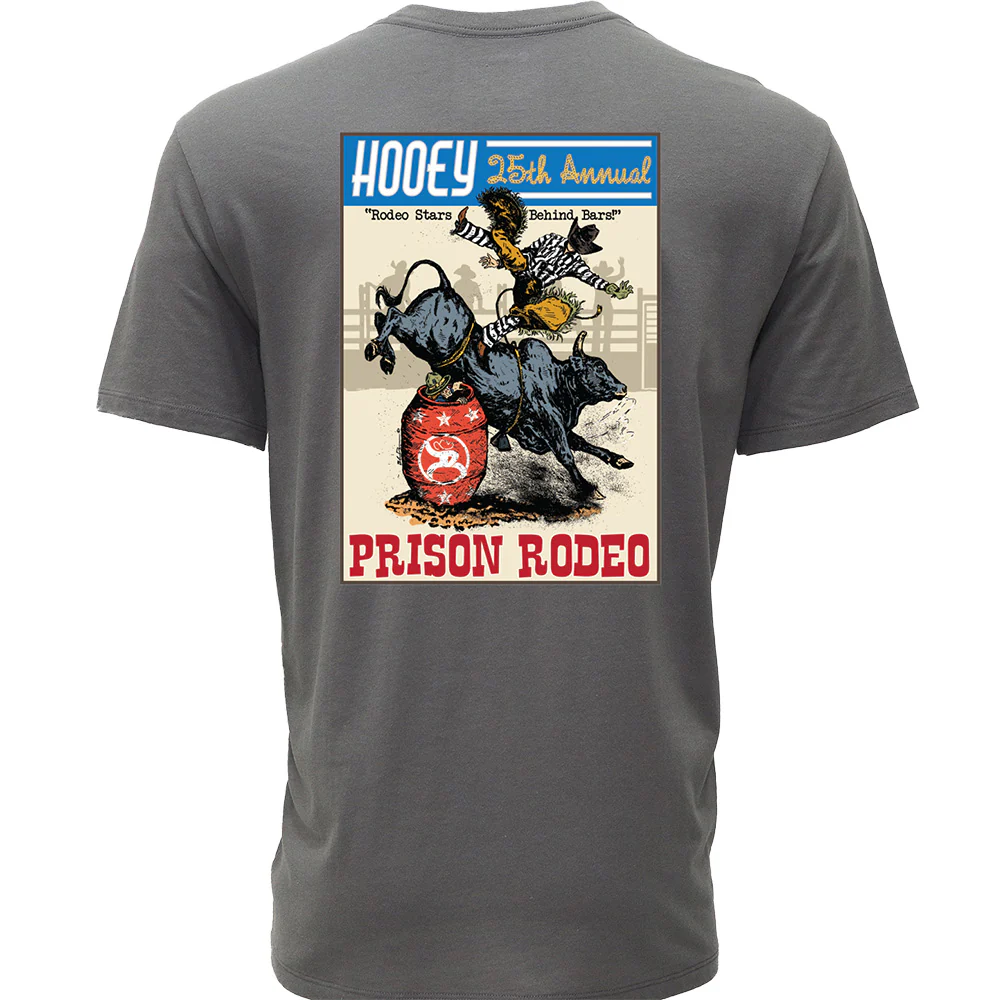 Hooey Men's "Prison Rodeo" Dark Grey Graphic T-Shirt HT1893DKGY