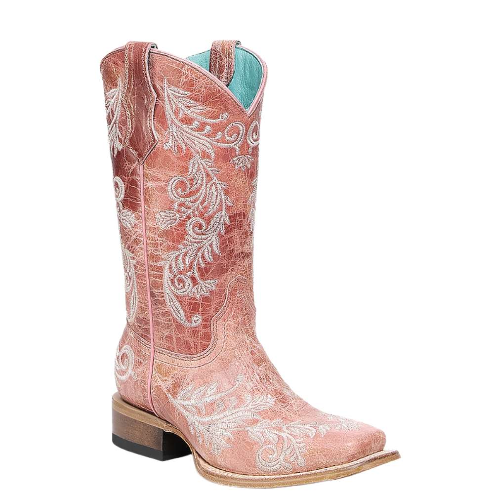 Corral Youth Girl's Embroidered Rose Pink Western Boot T0240