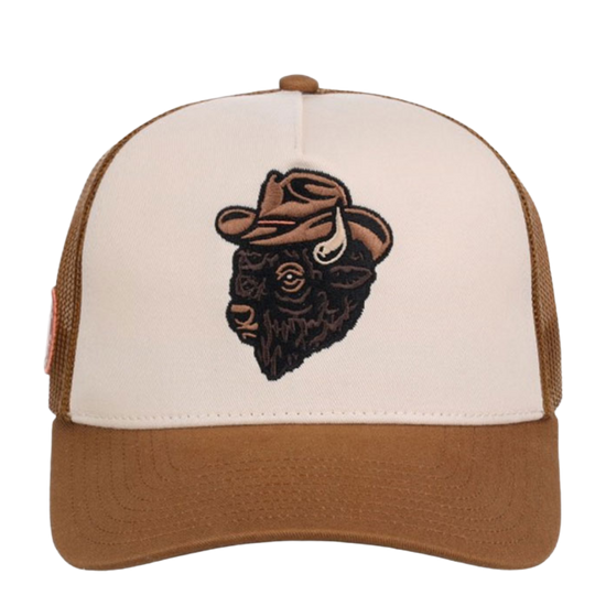 Stetson Outlaw Bison Graphic Khaki Western Trucker Cap 07-077-0102-0151