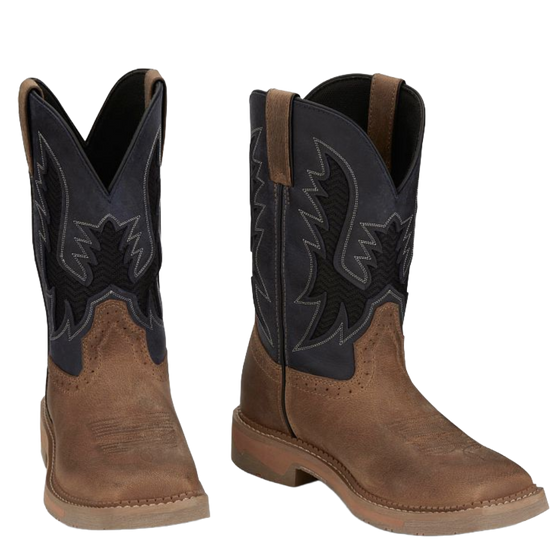 Justin Men's Bolt Navy Blue Water Buffalo Western Work Boots SE4114