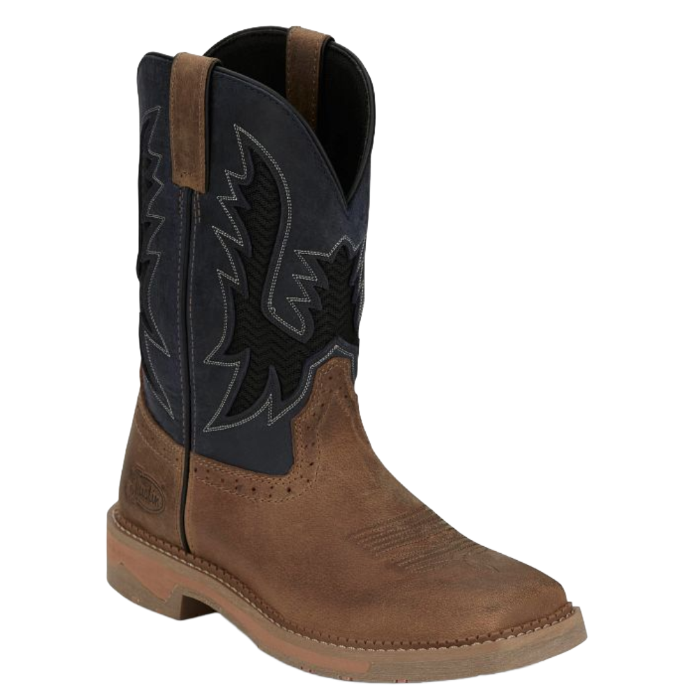 Justin Men's Bolt Navy Blue Water Buffalo Western Work Boots SE4114