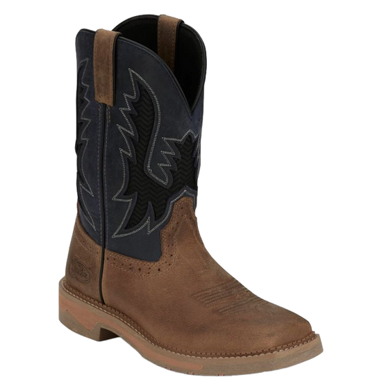 Justin Men's Bolt Navy Blue Water Buffalo Western Work Boots SE4114