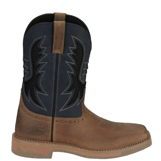 Justin Men's Bolt Navy Blue Water Buffalo Western Work Boots SE4114