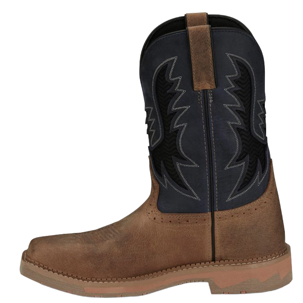 Justin Men's Bolt Navy Blue Water Buffalo Western Work Boots SE4114