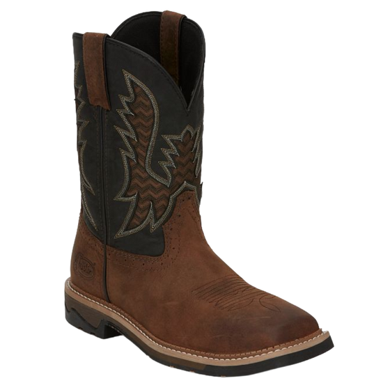 Justin Men's Bolt Black Water Buffalo Pecan Brown Work Boots SE4112