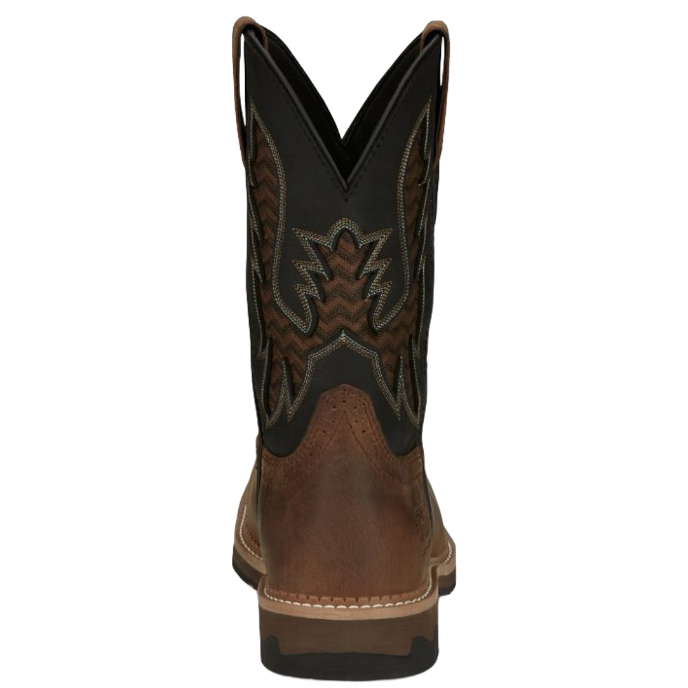 Justin Men's Bolt Black Water Buffalo Pecan Brown Work Boots SE4112