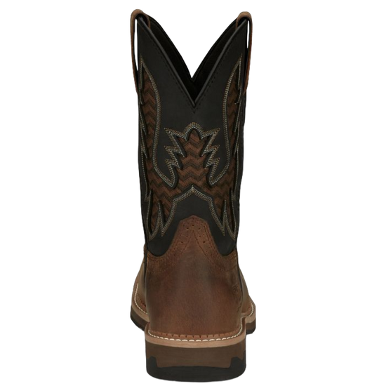 Justin Men's Bolt Black Water Buffalo Pecan Brown Work Boots SE4112