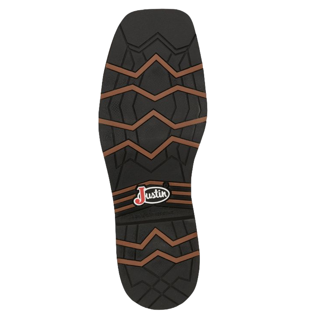 Justin Men's Bolt Black Water Buffalo Pecan Brown Work Boots SE4112