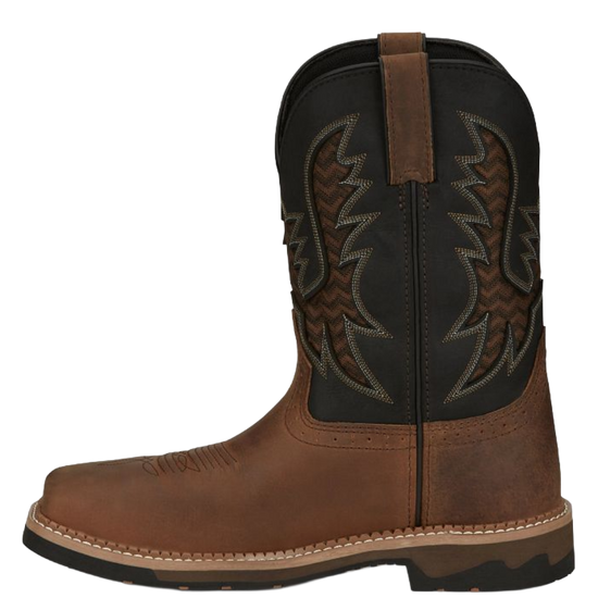 Justin Men's Bolt Black Water Buffalo Pecan Brown Work Boots SE4112