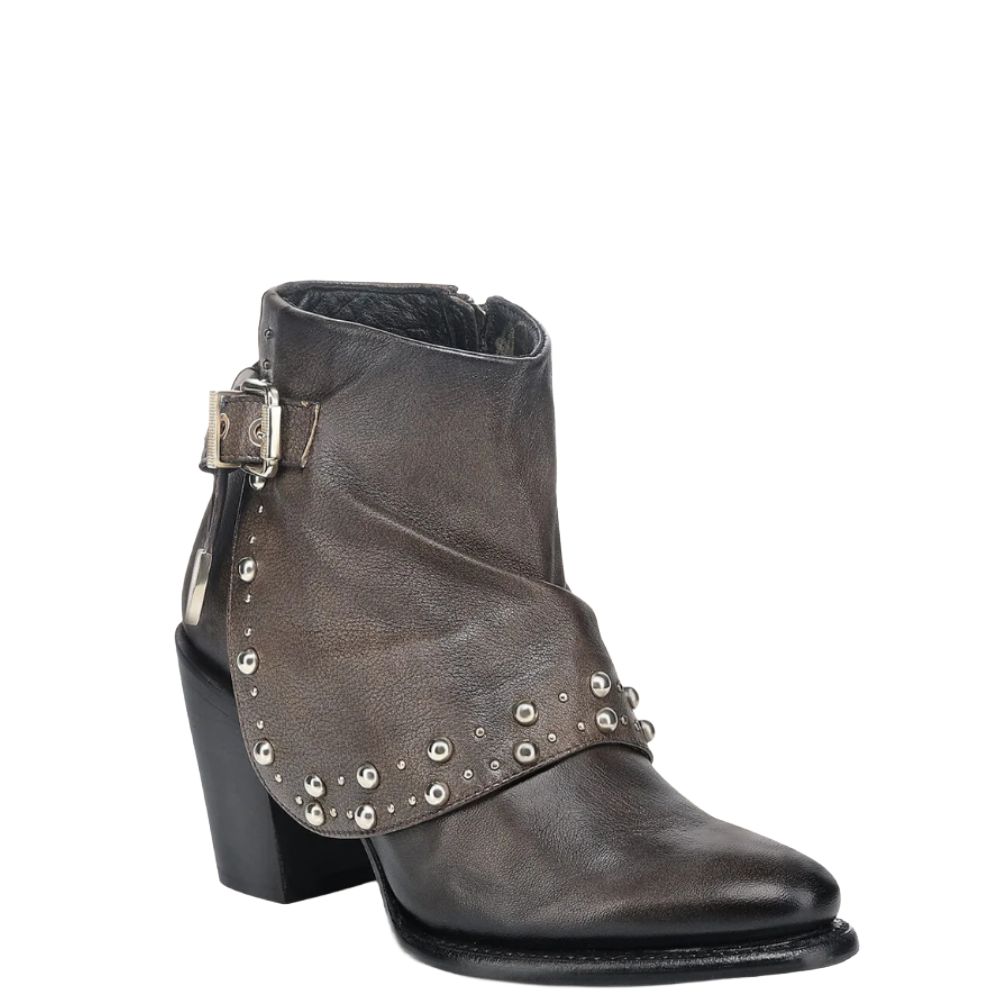Cuadra Ladies Studded Lambskin Cafe Brown Western Ankle Bootie CC253