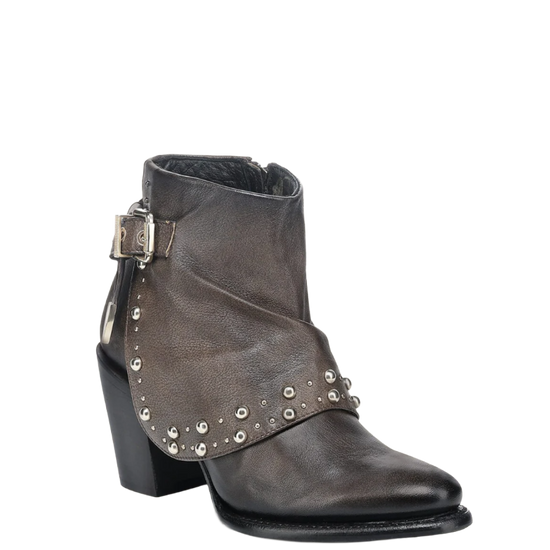 Cuadra Ladies Studded Lambskin Cafe Brown Western Ankle Bootie CC253