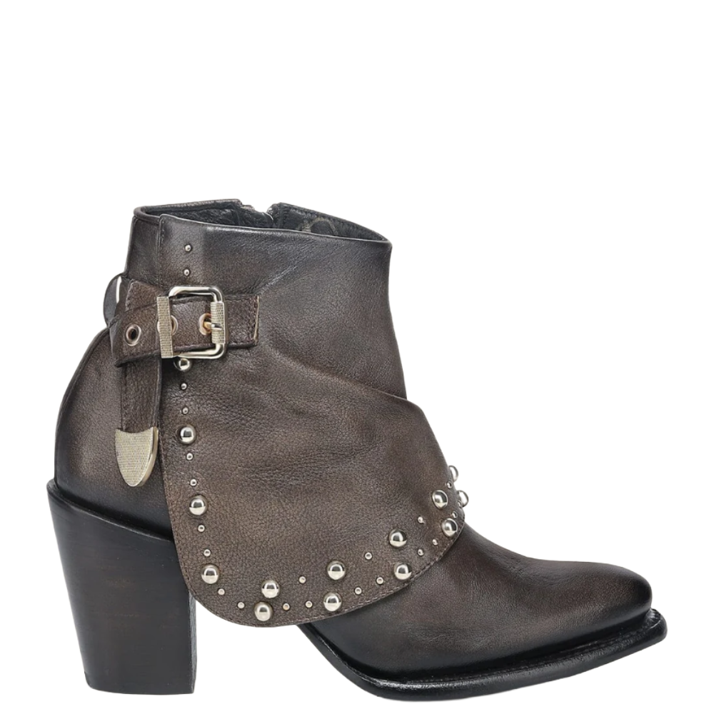 Cuadra Ladies Studded Lambskin Cafe Brown Western Ankle Bootie CC253