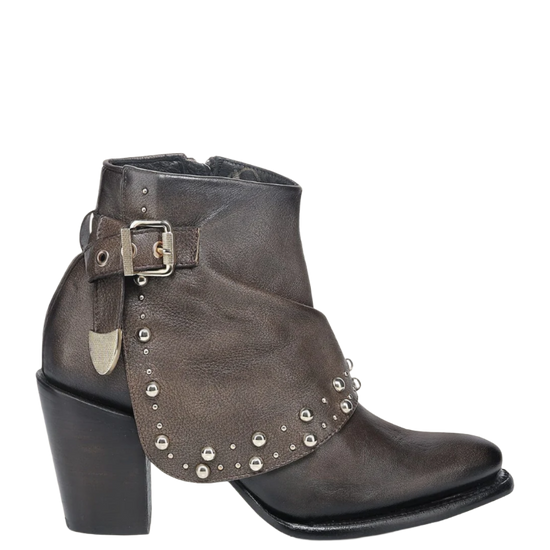 Cuadra Ladies Studded Lambskin Cafe Brown Western Ankle Bootie CC253