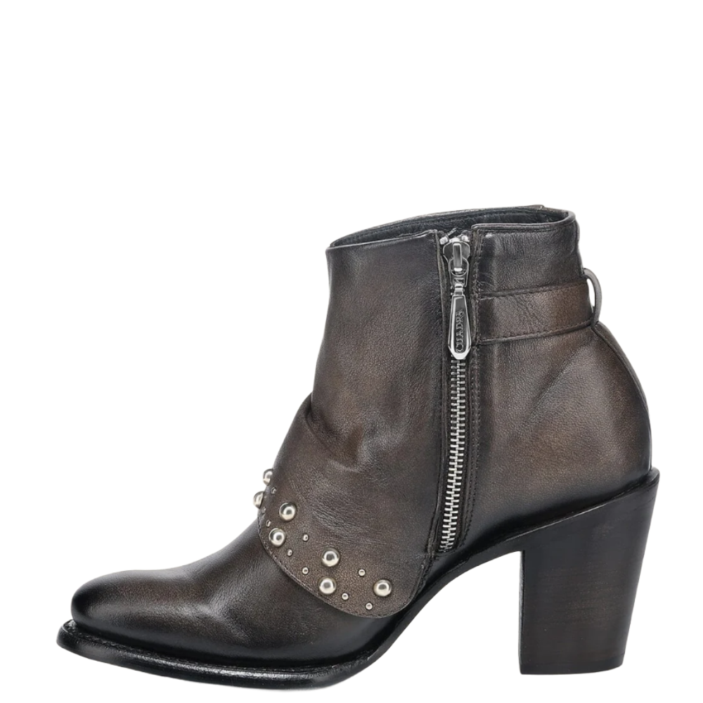 Cuadra Ladies Studded Lambskin Cafe Brown Western Ankle Bootie CC253