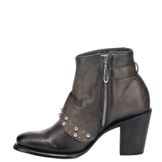 Cuadra Ladies Studded Lambskin Cafe Brown Western Ankle Bootie CC253