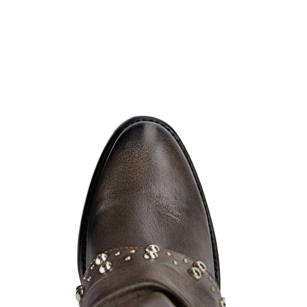 Cuadra Ladies Studded Lambskin Cafe Brown Western Ankle Bootie CC253