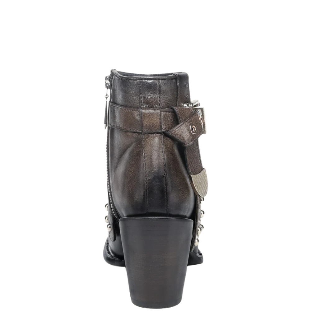 Cuadra Ladies Studded Lambskin Cafe Brown Western Ankle Bootie CC253