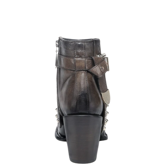 Cuadra Ladies Studded Lambskin Cafe Brown Western Ankle Bootie CC253