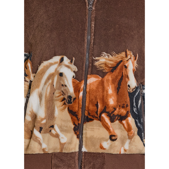 Rock & Roll Ladies Horse Border Dark Brown Zip Jacket BW92C07817