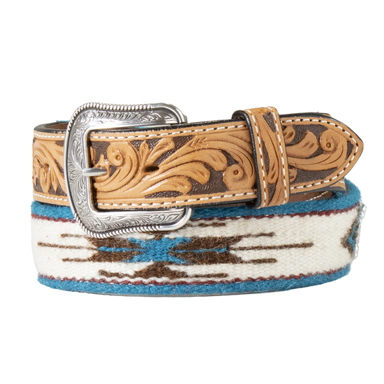 3D Belt Company Men's Southwestern Turquoise Wool Western Belt D100016408