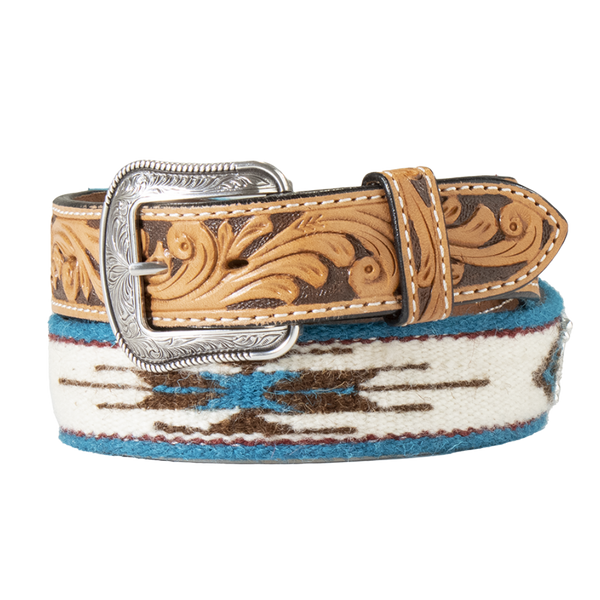 3D Belt Company Men's Southwestern Turquoise Wool Western Belt D100016
