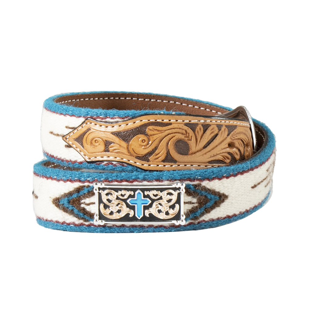 3D Belt Company Men's Southwestern Turquoise Wool Western Belt D100016408