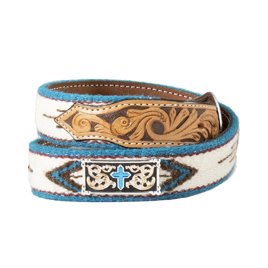 3D Belt Company Men's Southwestern Turquoise Wool Western Belt D100016408