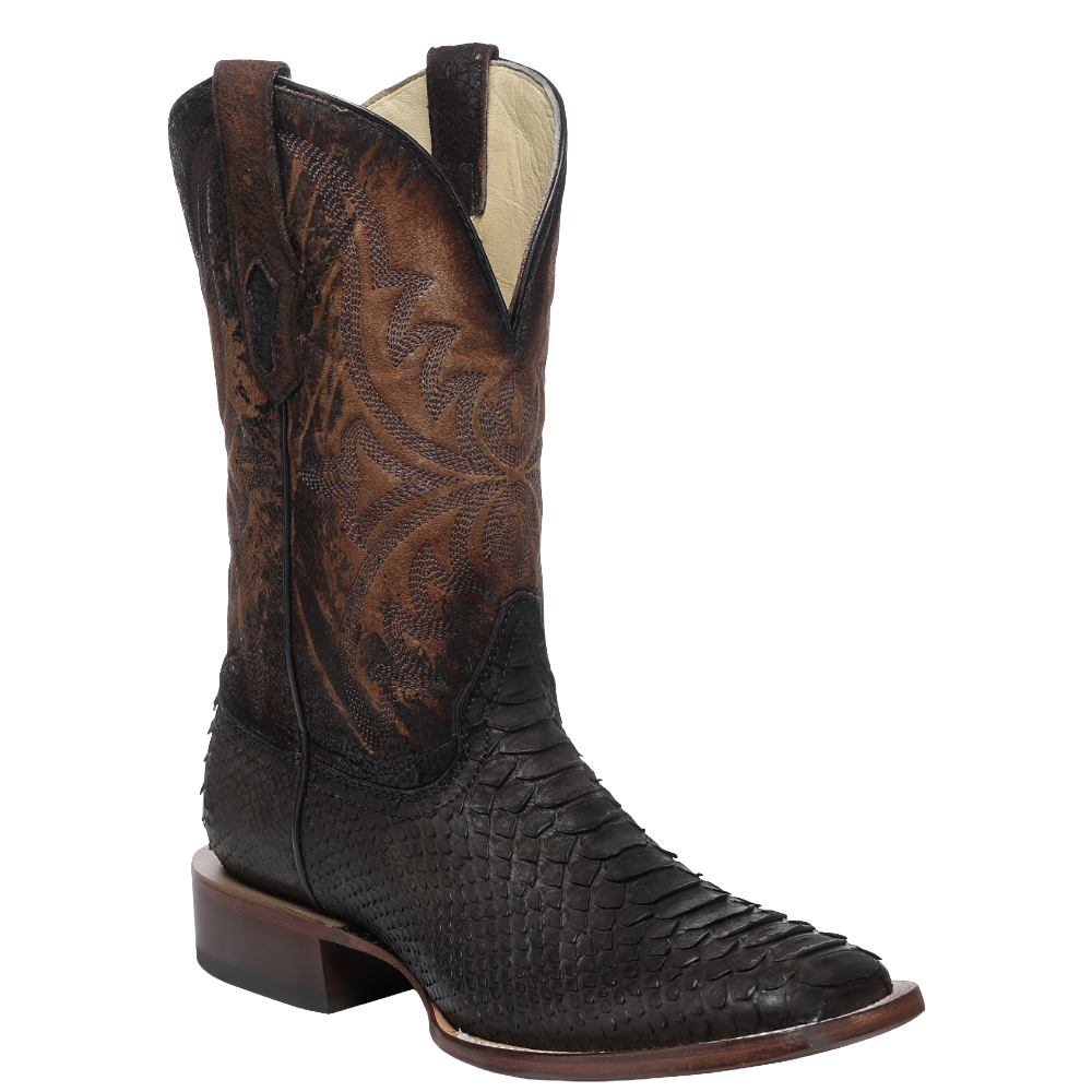 Corral Men's Python Wide Square Toe Brown Western Boots A4976