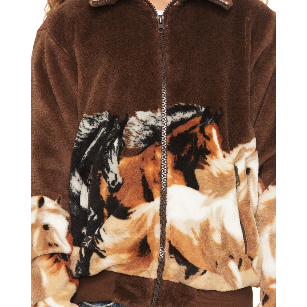 Panhandle Youth Girl's Dark Brown Horse Border Jacket BG92C07817