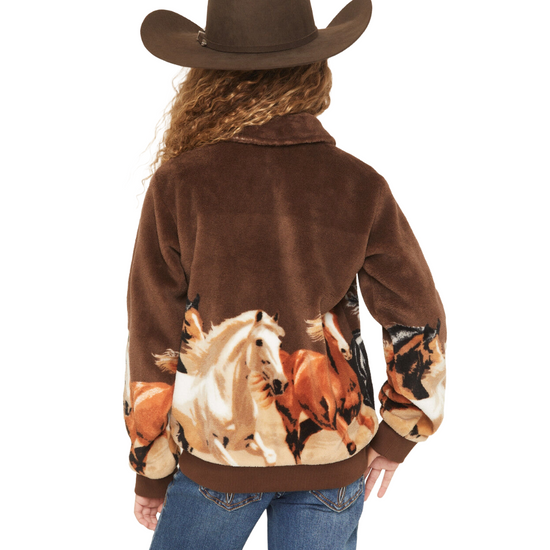 Panhandle Youth Girl's Dark Brown Horse Border Jacket BG92C07817