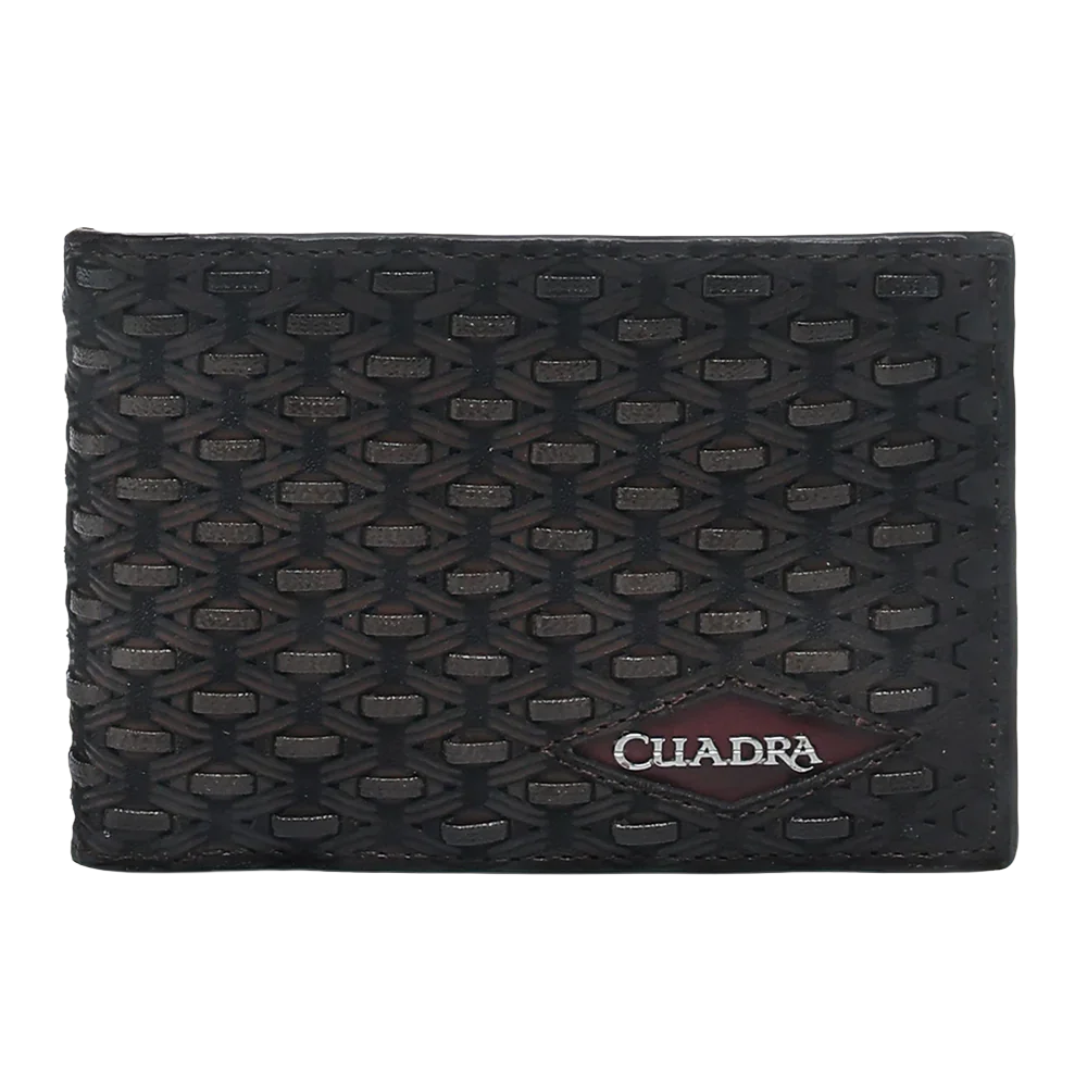 Cuadra Men's Oxford Embroidery Black Wallet DU704