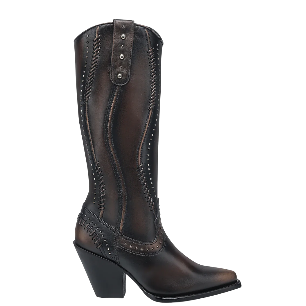 Cuadra Ladies Woven & Studded Tall Chocolate Brown Western Boot CC260